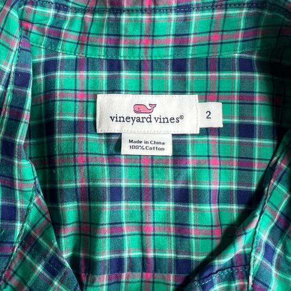 Vineyard Vines Long Sleeve Button Down Gingham Cotton Shirt Size 2 - Picture 4 of 7